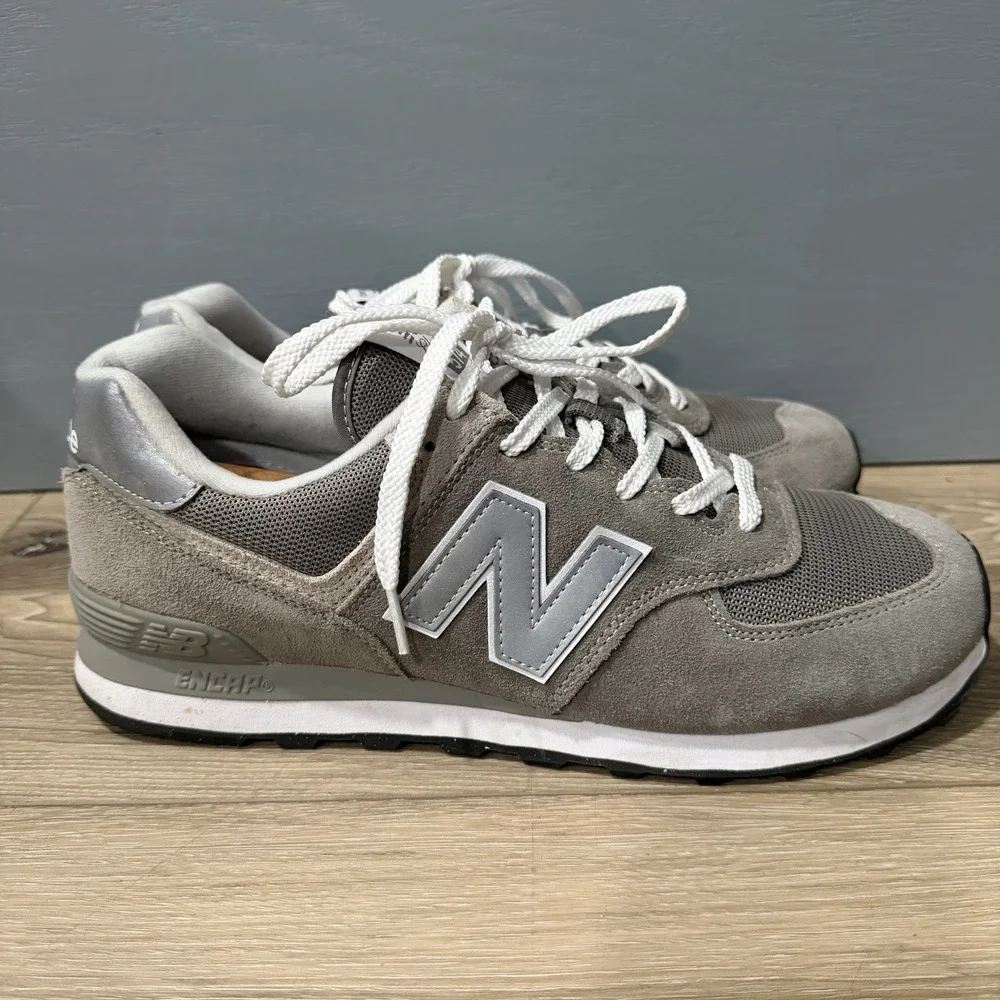 New Balance 574 Grey White Suede Sneakers ML574EVG Men’s Size 12 D